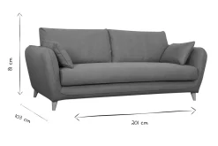 Miliboo Canapé Convertible|Voir Tous Les Canapés-Canapé convertible scandinave 3 places en tissu gris anthracite et bois clair avec matelas 10 cm CREEP