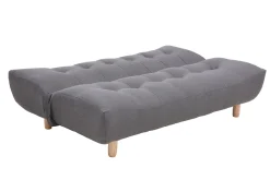 Miliboo Canapé Convertible|Voir Tous Les Canapés-Canapé convertible scandinave 3 places en tissu gris foncé et bois clair YUMI