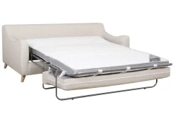 Miliboo Canapé Convertible|Voir Tous Les Canapés-Canapé convertible scandinave 3 places en tissu beige et bois clair avec matelas 10 cm VENDOME