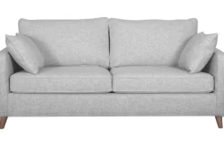 Miliboo Canapé Convertible|Voir Tous Les Canapés-Canapé convertible scandinave 3 places en tissu gris clair et bois clair avec matelas 10 cm PAPEL