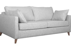 Miliboo Canapé Convertible|Voir Tous Les Canapés-Canapé convertible scandinave 3 places en tissu gris clair et bois clair avec matelas 10 cm PAPEL