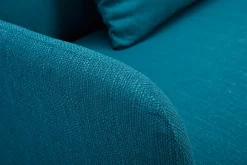 Miliboo Canapé Convertible|Voir Tous Les Canapés-Canapé convertible scandinave 3 places en tissu bleu canard et bois clair LULA