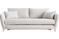 Miliboo Canapé Convertible|Voir Tous Les Canapés-Canapé convertible scandinave 3 places en tissu gris clair chiné et bois clair avec matelas 10 cm CREEP
