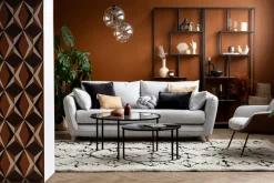 Miliboo Canapé Convertible|Voir Tous Les Canapés-Canapé convertible scandinave 3 places en tissu gris clair chiné et bois clair avec matelas 10 cm CREEP