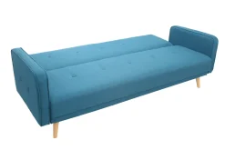 Miliboo Canapé Convertible|Voir Tous Les Canapés-Canapé convertible scandinave 3 places en tissu bleu et bois clair ULLA