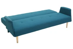 Miliboo Canapé Design|Canapé Convertible-Canapé convertible scandinave 3 places en tissu bleu canard et bois clair OSCAR