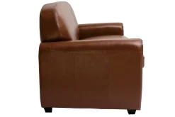 Miliboo Canapé Convertible|Canapé Cuir-Canapé convertible vintage 3 places cuir marron et bois noir avec matelas 9 cm CLUB