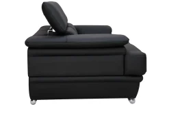 Miliboo Canapé Cuir|Voir Tous Les Canapés-Canapé cuir noir et acier chromé avec têtières ajustables 2 places EWING