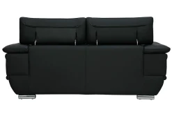 Miliboo Canapé Cuir|Voir Tous Les Canapés-Canapé cuir noir et acier chromé avec têtières ajustables 2 places EWING
