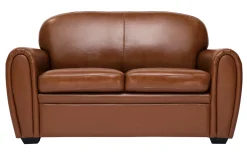 Miliboo Canapé Cuir|Voir Tous Les Canapés-Canapé cuir vintage 2 places marron et bois noir CLUB