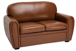 Miliboo Canapé Cuir|Voir Tous Les Canapés-Canapé cuir vintage 2 places marron et bois noir CLUB