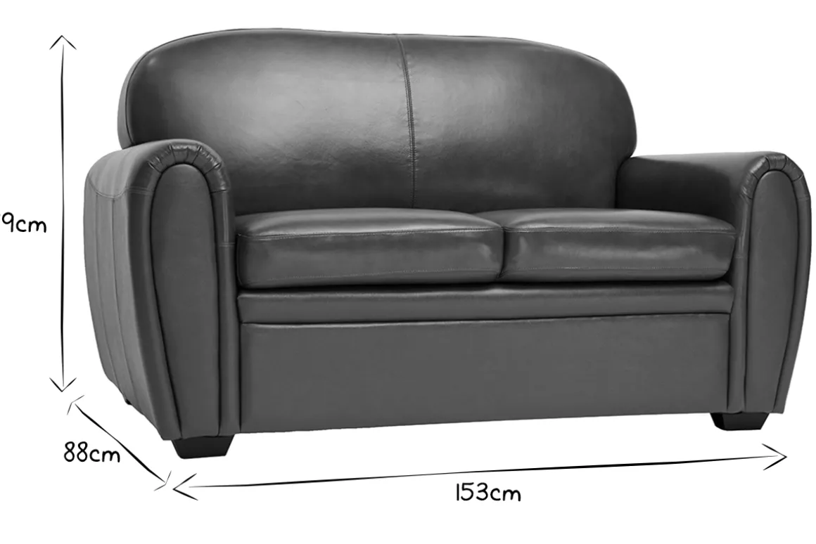 Miliboo Canapé Cuir|Voir Tous Les Canapés-Canapé cuir vintage 2 places marron et bois noir CLUB