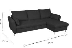 Miliboo Canapé Convertible|Canapé D'angle-Canapé d'angle convertible réversible avec coffre 3-4 places en tissu gris clair et bois clair DRISS