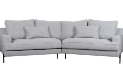 Miliboo Canapé D'angle|Voir Tous Les Canapés-Canapé d'angle design 5 places en tissu gris chiné et métal noir PUCHKINE