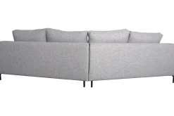 Miliboo Canapé D'angle|Voir Tous Les Canapés-Canapé d'angle design 5 places en tissu gris chiné et métal noir PUCHKINE