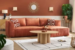 Miliboo Canapé D'angle|Voir Tous Les Canapés-Canapé d'angle droit design en tissu velours côtelé terre brûlée 3-4 places PANAM