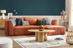 Miliboo Canapé D'angle|Voir Tous Les Canapés-Canapé d'angle droit design en tissu velours côtelé terre brûlée 3-4 places PANAM