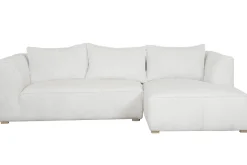 Miliboo Canapé D'angle|Voir Tous Les Canapés-Canapé d'angle droit design en tissu velours côtelé écru 3-4 places PANAM