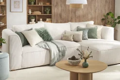 Miliboo Canapé D'angle|Voir Tous Les Canapés-Canapé d'angle droit design en tissu velours côtelé écru 3-4 places PANAM