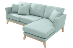 Miliboo Canapé D'angle|Voir Tous Les Canapés-Canapé d'angle droit déhoussable scandinave 4 places en tissu vert lagon et bois clair OSLO