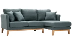 Miliboo Canapé D'angle|Voir Tous Les Canapés-Canapé d'angle droit déhoussable scandinave 4 places en tissu vert de gris et bois clair OSLO