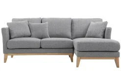Miliboo Canapé D'angle|Voir Tous Les Canapés-Canapé d'angle droit déhoussable scandinave 4 places en tissu gris clair et bois clair OSLO