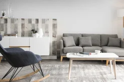 Miliboo Canapé D'angle|Voir Tous Les Canapés-Canapé d'angle droit déhoussable scandinave 4 places en tissu gris clair et bois clair OSLO