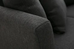 Miliboo Canapé D'angle|Voir Tous Les Canapés-Canapé d'angle droit déhoussable scandinave 4 places en tissu gris foncé et bois clair OSLO