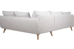 Miliboo Canapé D'angle|Voir Tous Les Canapés-Canapé d'angle droit scandinave 5 places en tissu gris clair chiné et bois clair CREEP