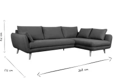 Miliboo Canapé D'angle|Voir Tous Les Canapés-Canapé d'angle droit scandinave 5 places en tissu gris clair chiné et bois clair CREEP