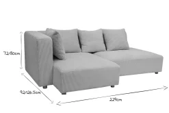 Miliboo Canapé D'angle|Voir Tous Les Canapés-Canapé d'angle gauche 3 places en tissu velours côtelé beige et bois clair HARLEM