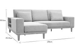 Miliboo Canapé D'angle|Voir Tous Les Canapés-Canapé d'angle gauche 5 places avec rangements en tissu effet velours texturé gris clair et bois clair KOMAO