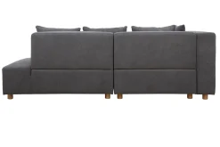 Miliboo Canapé D'angle|Voir Tous Les Canapés-Canapé d'angle gauche 3 places en tissu effet velours gris et bois clair HARLEM