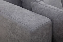 Miliboo Canapé D'angle|Voir Tous Les Canapés-Canapé d'angle gauche 3 places en tissu effet velours gris et bois clair HARLEM