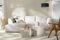 Miliboo Canapé D'angle|Voir Tous Les Canapés-Canapé d'angle gauche design en tissu velours côtelé écru 3-4 places PANAM