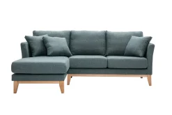 Miliboo Canapé D'angle|Voir Tous Les Canapés-Canapé d'angle gauche déhoussable scandinave en tissu vert de gris et bois clair 3-4 places OSLO