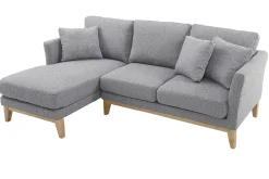 Miliboo Canapé D'angle|Voir Tous Les Canapés-Canapé d'angle gauche déhoussable scandinave 3-4 places en tissu gris clair et bois clair OSLO