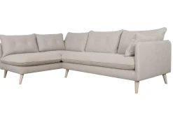 Miliboo Voir Tous Les Canapés-Canapé d'angle gauche scandinave 5 places en tissu beige et bois clair GUILTY
