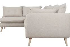 Miliboo Voir Tous Les Canapés-Canapé d'angle gauche scandinave 5 places en tissu beige et bois clair GUILTY