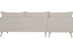 Miliboo Voir Tous Les Canapés-Canapé d'angle gauche scandinave 5 places en tissu beige et bois clair GUILTY