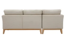 Miliboo Canapé D'angle|Voir Tous Les Canapés-Canapé d'angle gauche scandinave en tissu beige déhoussable et bois clair 3-4 places OSLO