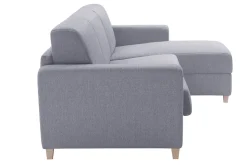 Miliboo Canapé Convertible|Canapé D'angle-Canapé d'angle réversible et convertible avec coffre 4 places en tissu gris et bois clair GRAHAM