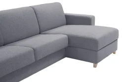 Miliboo Canapé Convertible|Canapé D'angle-Canapé d'angle réversible et convertible avec coffre 4 places en tissu gris et bois clair GRAHAM