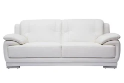 Miliboo Canapé Cuir|Voir Tous Les Canapés-Canapé design 3 places cuir blanc et acier chromé TAMARA