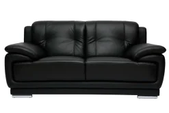 Miliboo Canapé Cuir|Voir Tous Les Canapés-Canapé design 2 places en cuir noir et acier chromé TAMARA