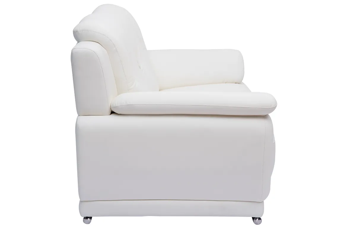 Miliboo Canapé Cuir|Voir Tous Les Canapés-Canapé design 2 places en cuir blanc et acier chromé TAMARA