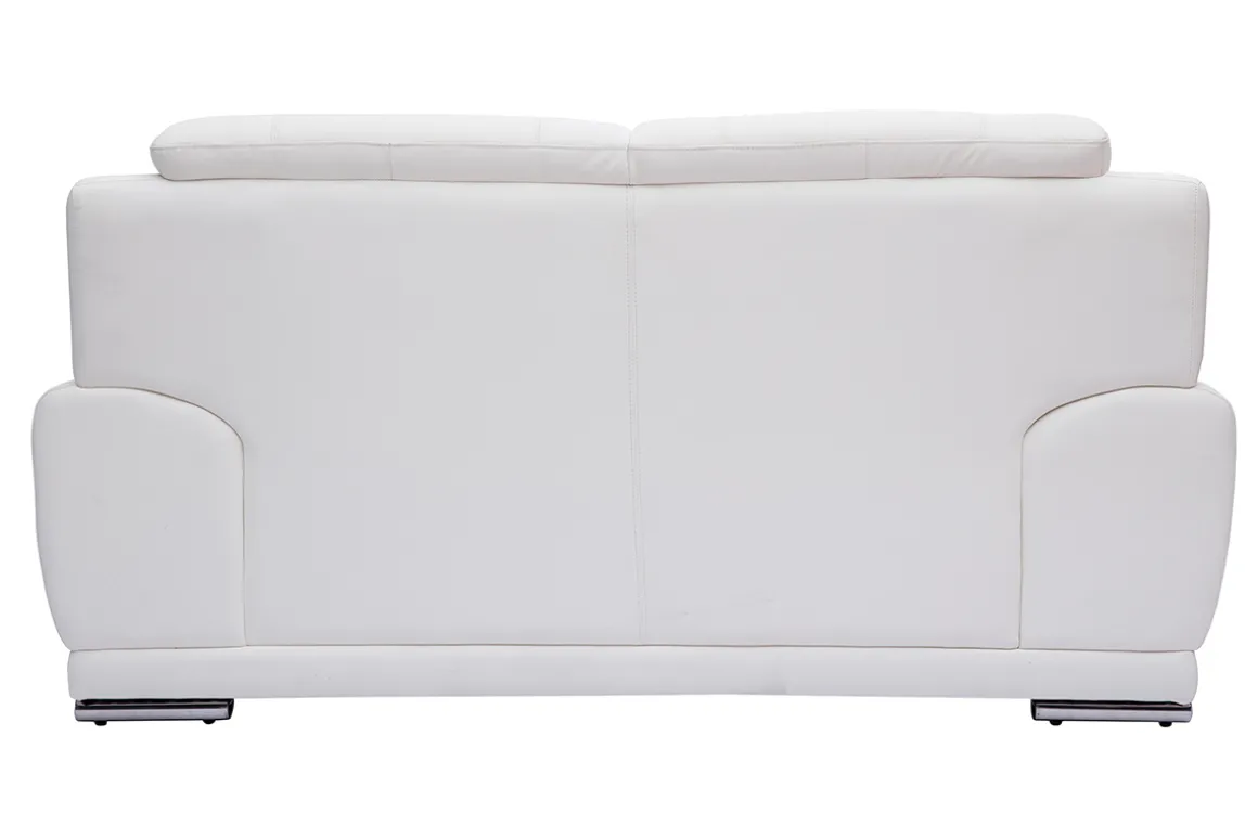 Miliboo Canapé Cuir|Voir Tous Les Canapés-Canapé design 2 places en cuir blanc et acier chromé TAMARA