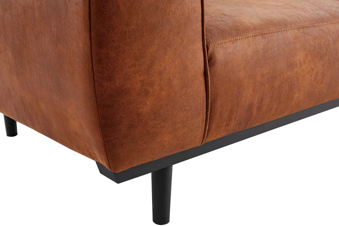 Miliboo Canapé Cuir|Voir Tous Les Canapés-Canapé design 2-3 places en cuir aspect vieilli marron cognac MORRIS