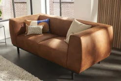 Miliboo Canapé Cuir|Voir Tous Les Canapés-Canapé design 2-3 places en cuir aspect vieilli marron cognac MORRIS