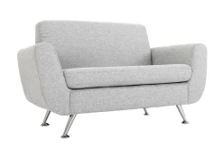 Miliboo Canapé Design|Voir Tous Les Canapés-Canapé design 2 places en tissu gris clair et acier chromé PURE